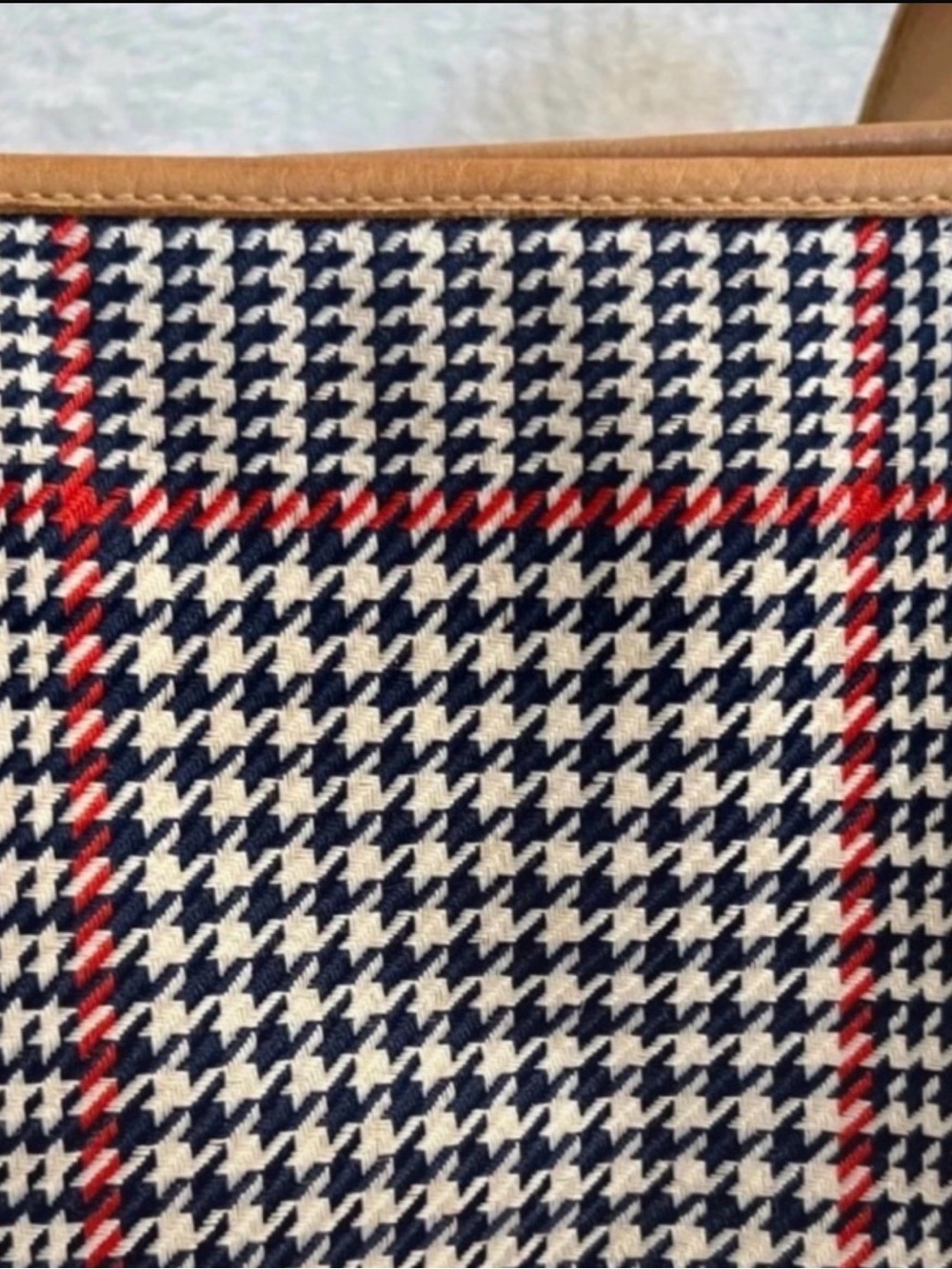 classic Ralph Lauren tote with houndstooth plaid and red windowpane accents - Picture 3 of 12